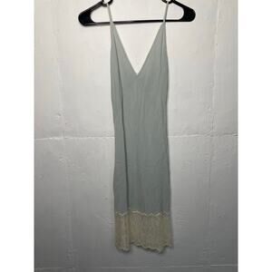 Wilfrid Aritzia Slip Dress Lace Trim Size XS Sage Green Sleeveless Midi Dress